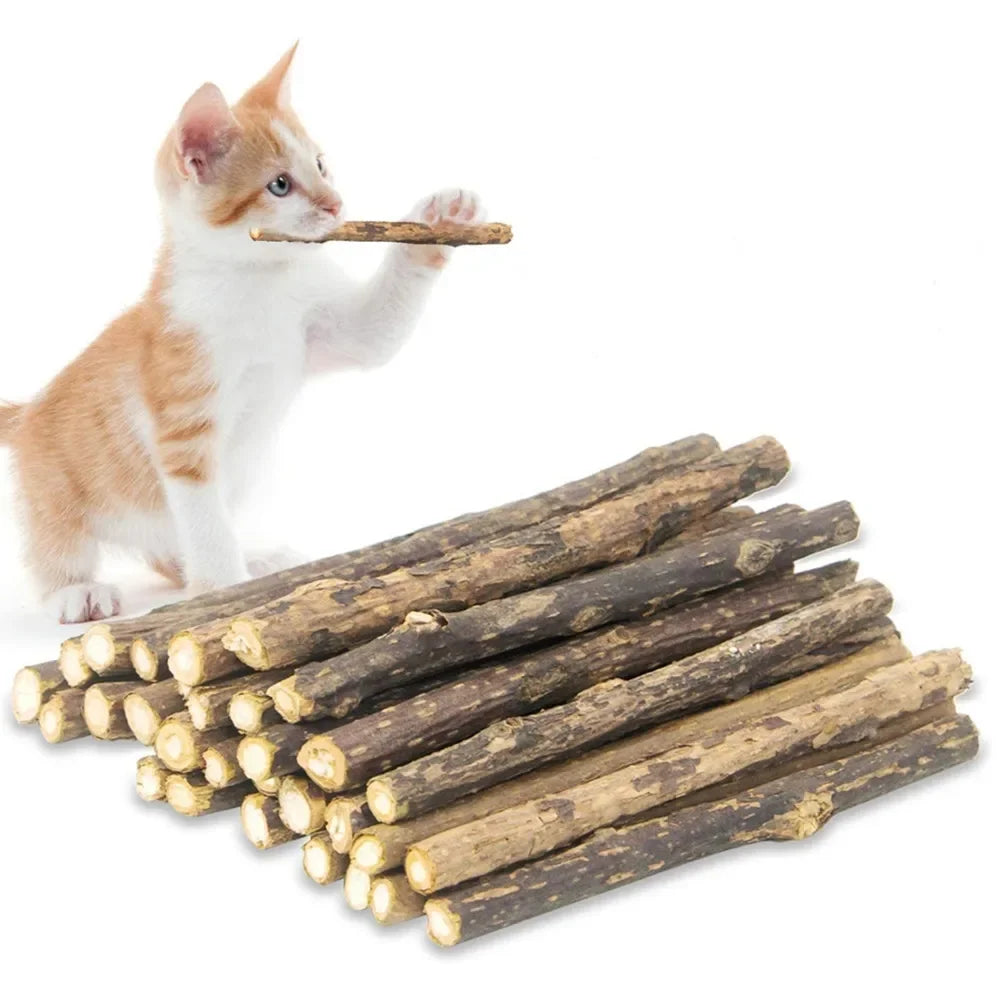 15 Palitos de Matatabi Natural para Gatos, Juguete y Limpieza Dental