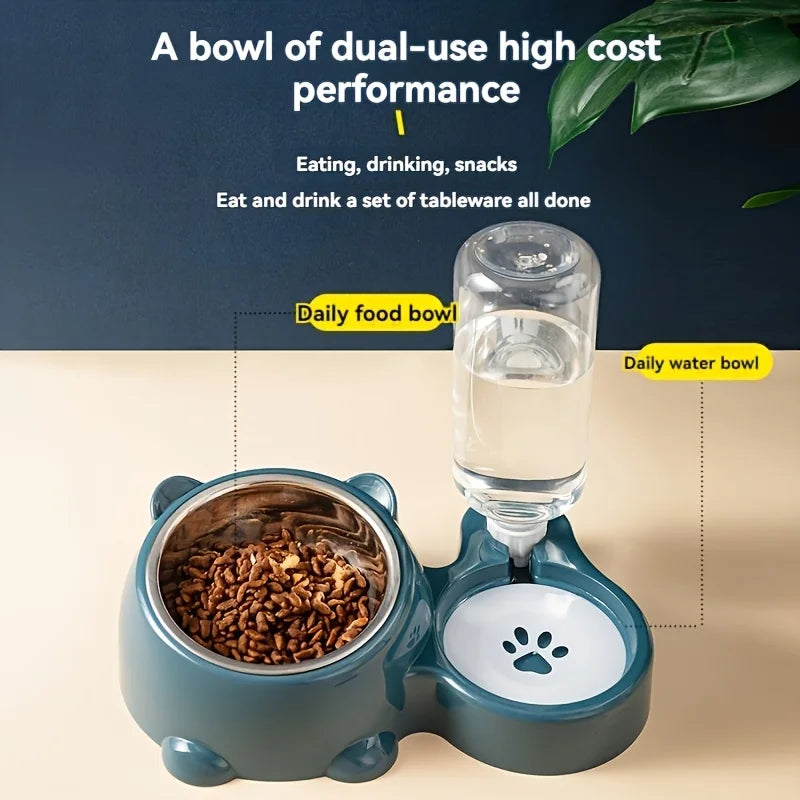 Comedero y dispensador de agua automático para mascotas.